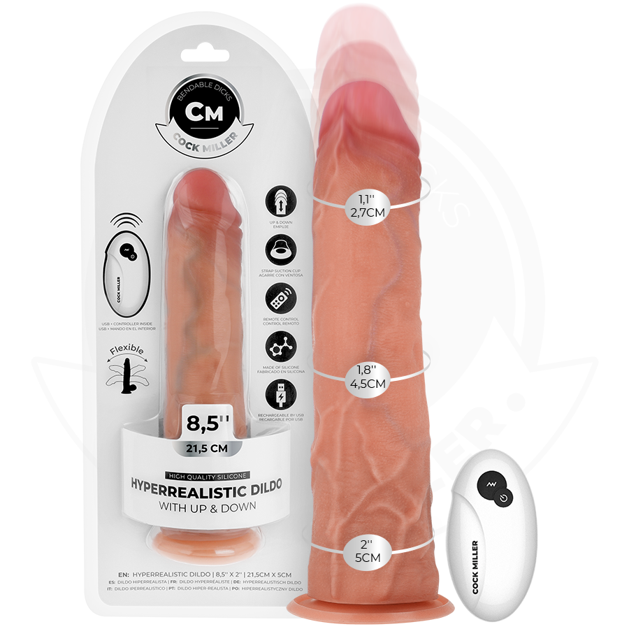 COCK MILLER – Hyperrealistischer Dildo mit Saugnapf, Stoßfunktion und Fernbedienung, 21,5 cm