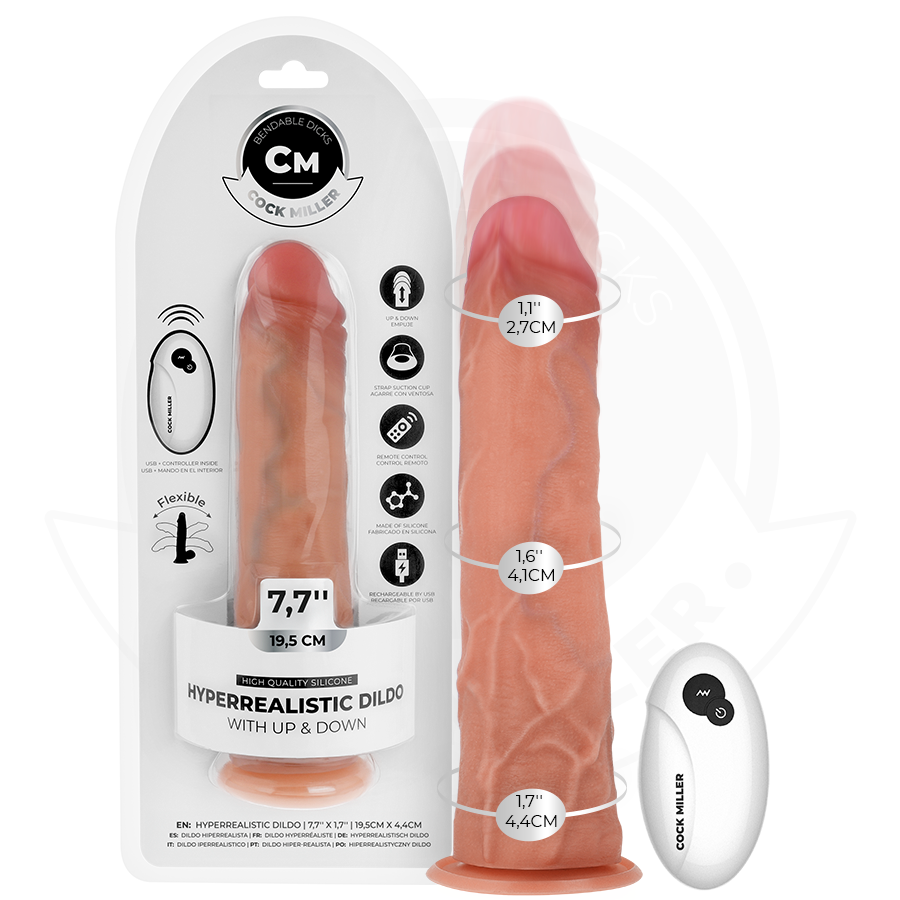 COCK MILLER – Hyperrealistischer Dildo mit Saugnapf, Stoßfunktion und Fernbedienung, 19,5 cm
