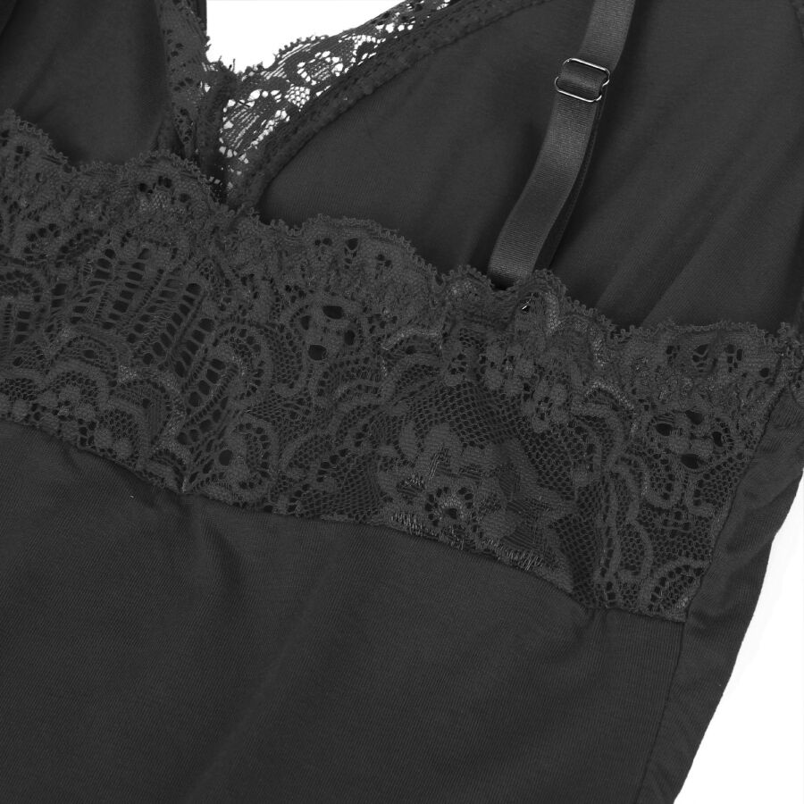SUBBLIME – Schwarzer Body mit Blumen­spitzen­detail (S/M)