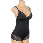 SUBBLIME – Schwarzer Body mit Blumen­spitzen­detail (S/M)