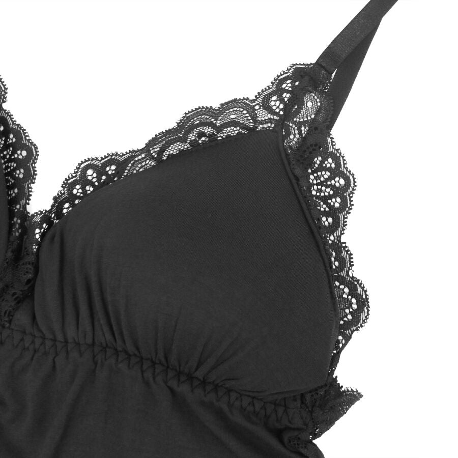 SUBBLIME – Schwarzer Body mit Blumen­spitzen­detail (S/M)