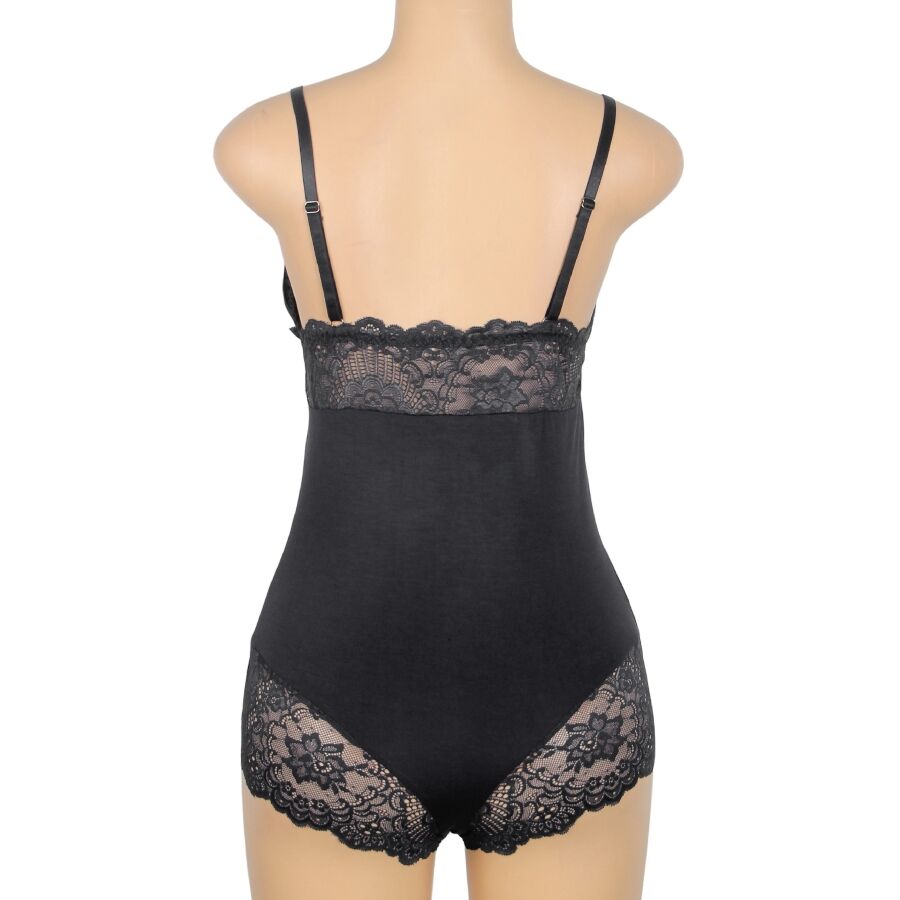 SUBBLIME – Schwarzer Body mit Blumen­spitzen­detail (S/M)