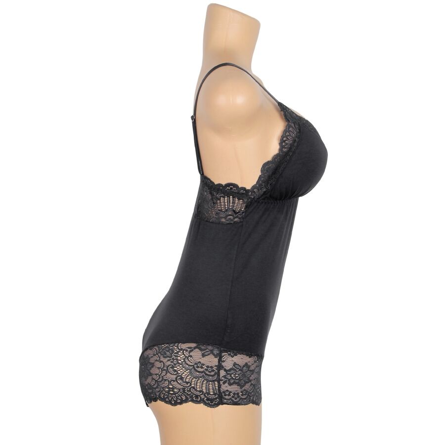 SUBBLIME – Schwarzer Body mit Blumen­spitzen­detail (L/XL)