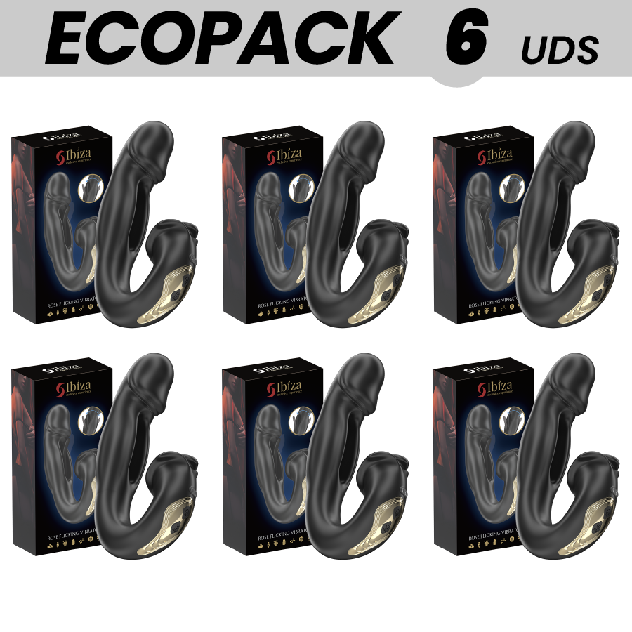 ECOPACKS – Ibiza Rose Vibrator mit Schnappeffekt und Klitorisstimulator, 6 Stück