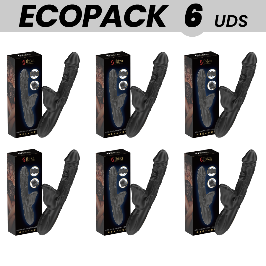 ECOPACKS – Ibiza Vibrator mit Klitorisstimulator, Kneif- und Rotationseffekt, 6 Stück