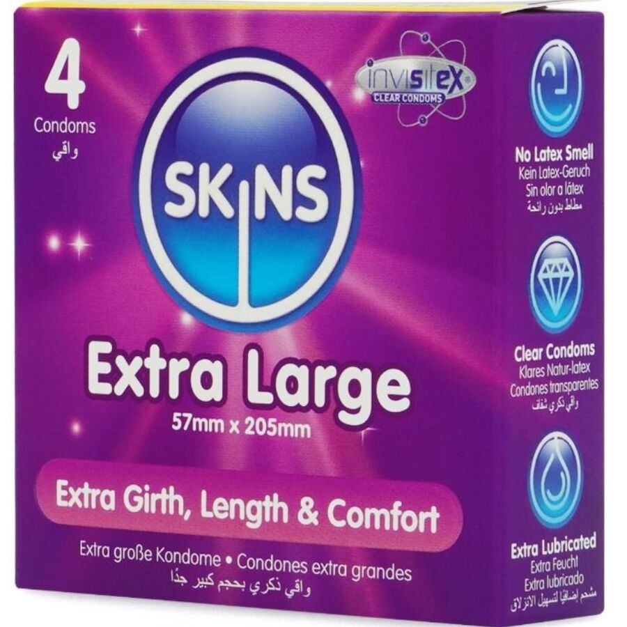 SKINS – Extra Grosse Premium-Kondome Packung 4