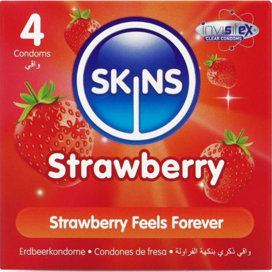 SKINS – Erdbeere Premium-Kondome Packung 4