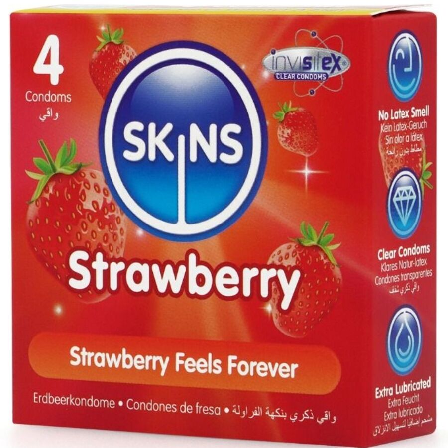 SKINS – Erdbeere Premium-Kondome Packung 4