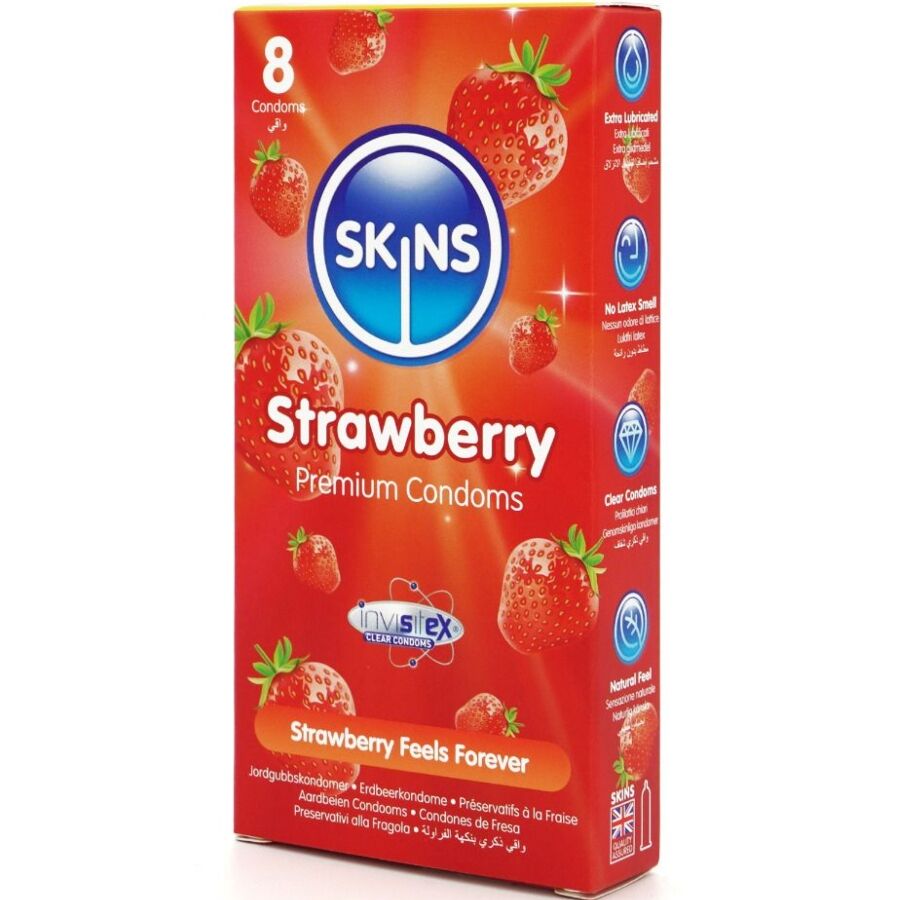 SKINS – Erdbeere Premium-Kondome Packung 8