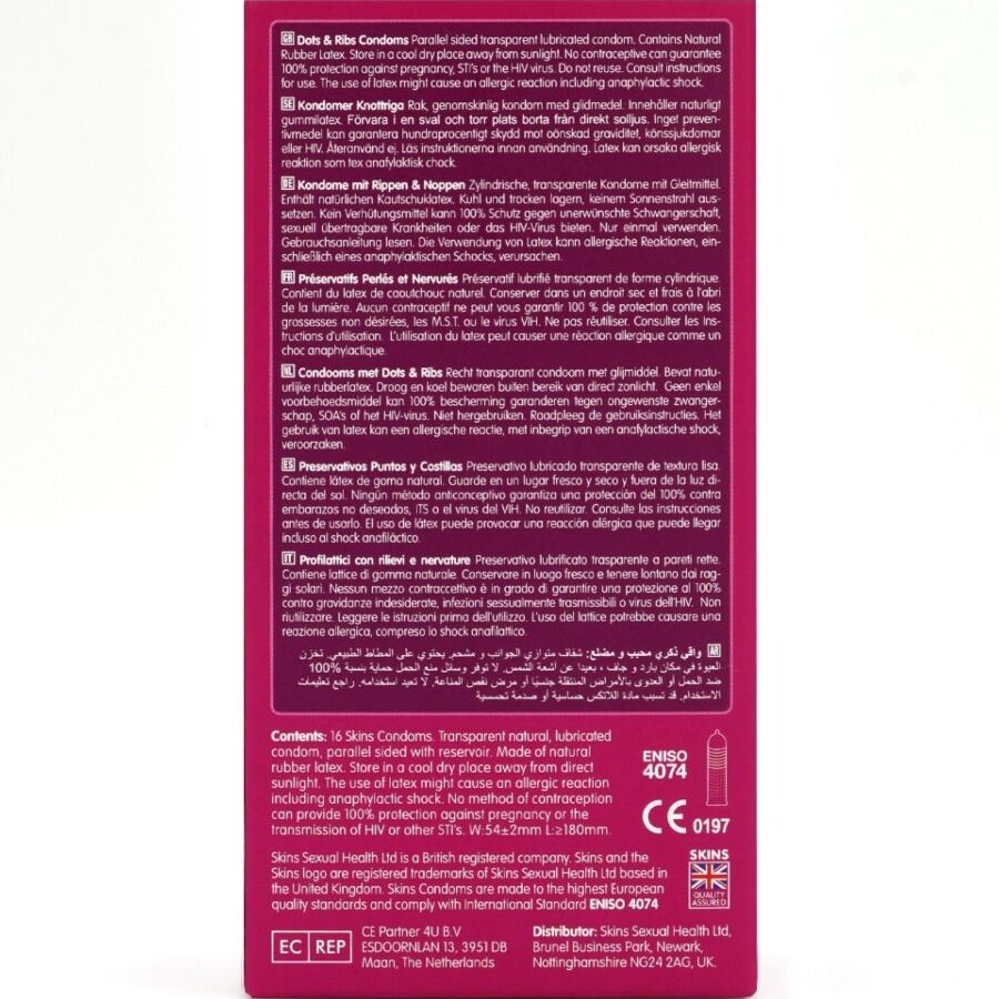 SKINS – Dots & Ribs Premium-Kondome Packung 16