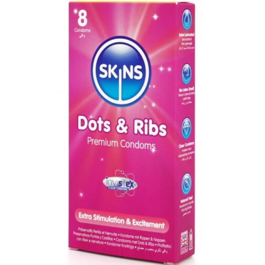 SKINS – Dots & Ribs Premium-Kondome Packung 8