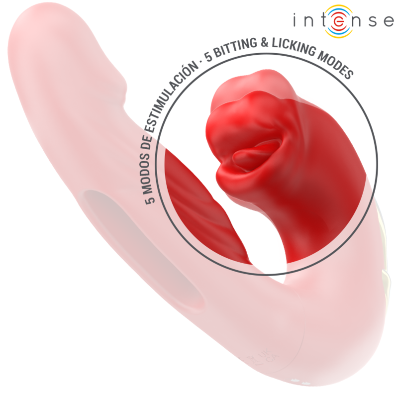 INTENSE - Nathy Doppelvibrator mit multifunktionalem Mundstimulator Rot