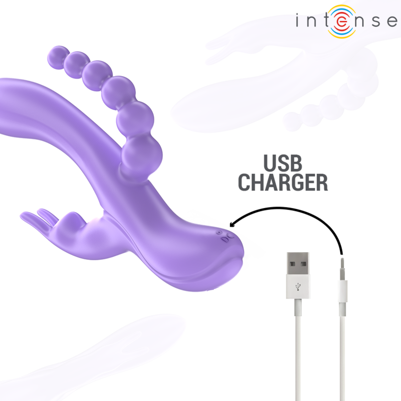 INTENSE - MIKO DREIFACHVIBRATOR RABBIT & STIMULATOR & ANAL 7 VIBRATIONEN LILA