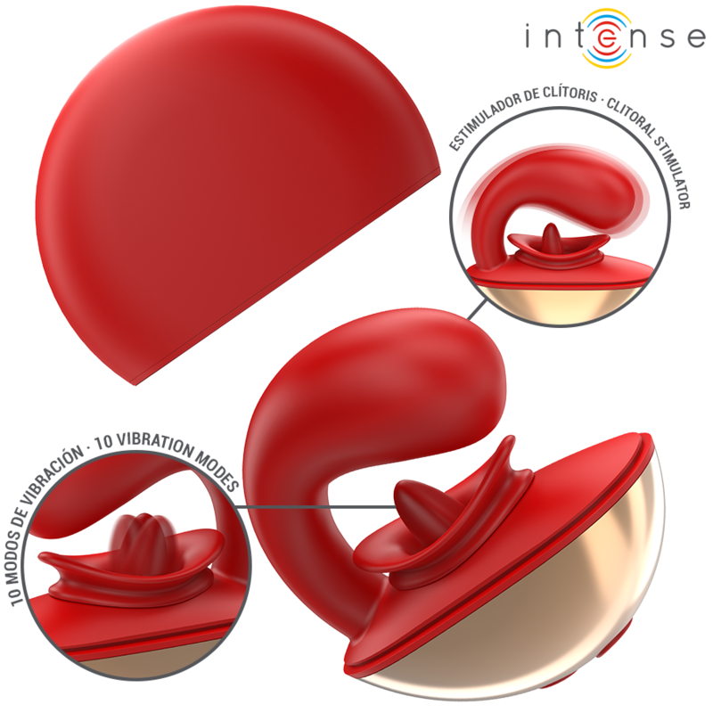 INTENSE - Mariah U-förmiger Vibrator und Stimulator, 10 Vibrationsmodi, Rot