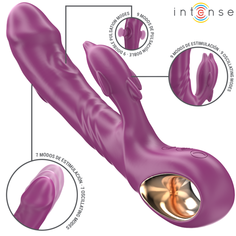 INTENSE - Halle Multifunktionsvibrator mit delfinförmiger Stimulationszunge Lila