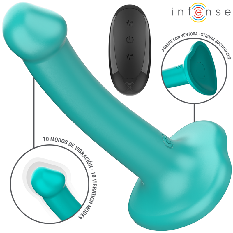 INTENSE – Katie Vibrator mit Saugnapf und Fernbedienung, 10 Vibrationsmodi, Blau
