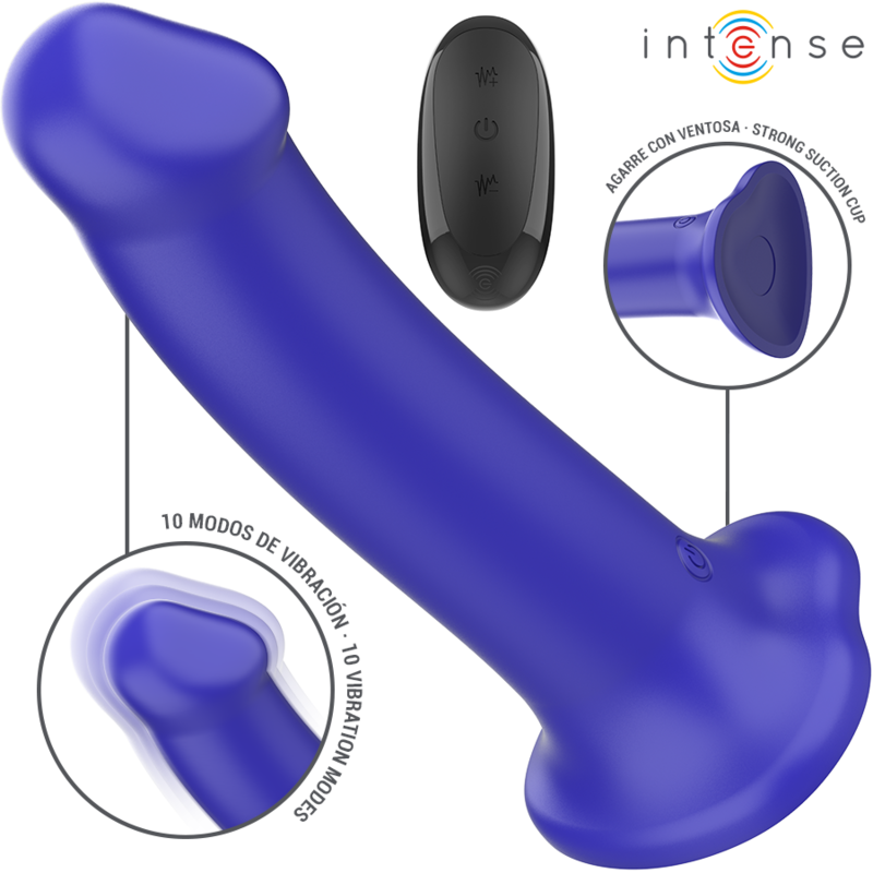 INTENSE – Victoria Vibrator mit Saugnapf und Fernbedienung, 10 Vibrationsmodi, Dunkelblau