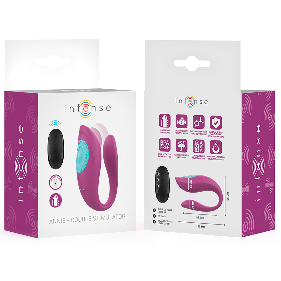INTENSE - Annie U-förmiger Vibrator und Stimulator Lila mit Fernbedienung