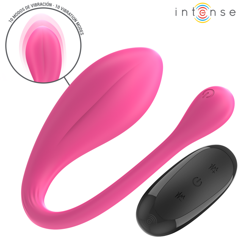 INTENSE - Janice U-Vibrator mit Doppelstimulation, 10 Vibrationsmodi, Rosa, Fernbedienung