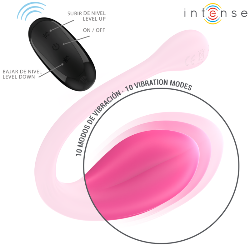 INTENSE - Janice U-Vibrator mit Doppelstimulation, 10 Vibrationsmodi, Rosa, Fernbedienung