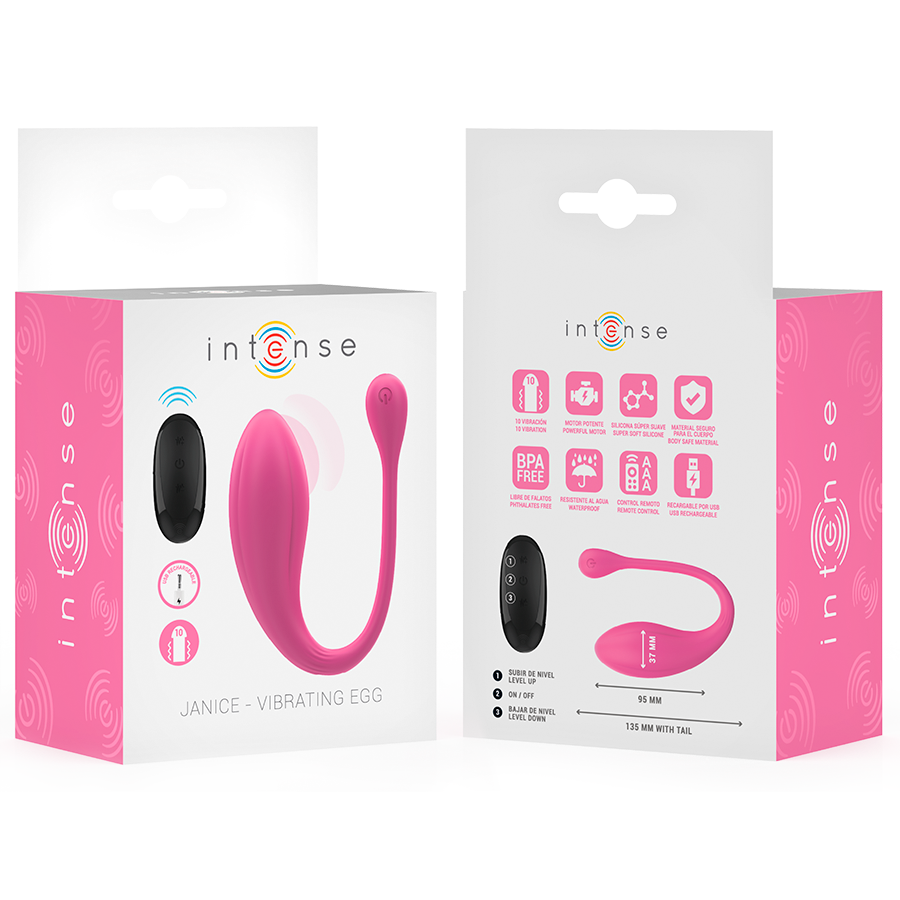 INTENSE - Janice U-Vibrator mit Doppelstimulation, 10 Vibrationsmodi, Rosa, Fernbedienung