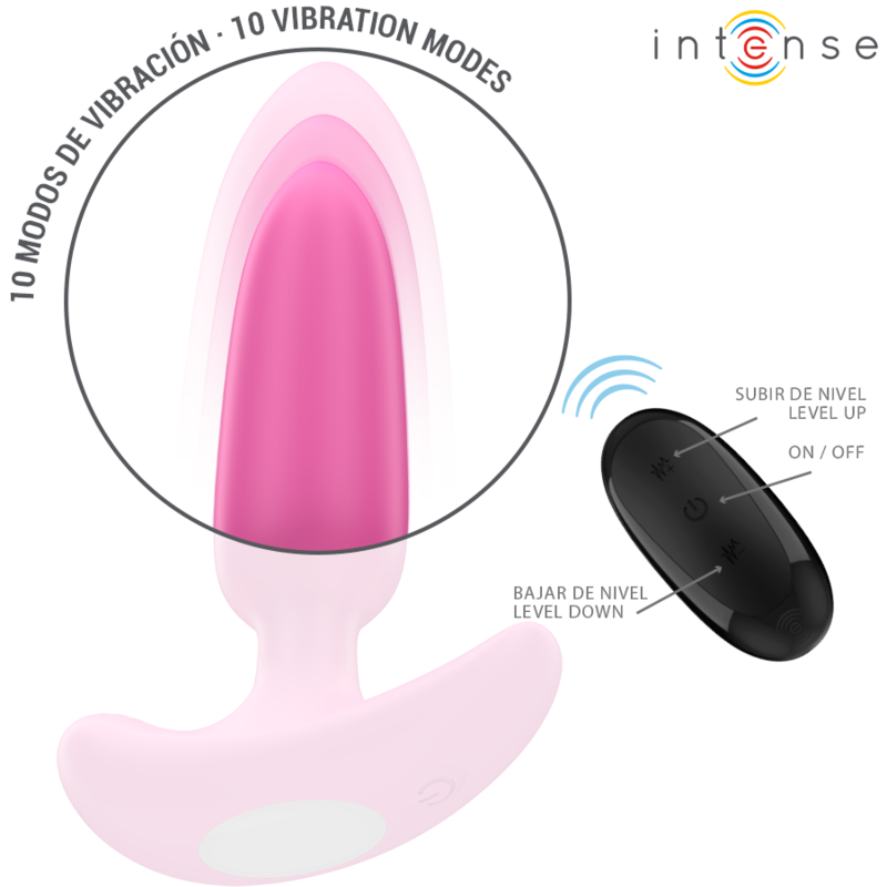 INTENSE - Ross Analplug, 10 Vibrationsmodi, Rosa, mit Fernbedienung