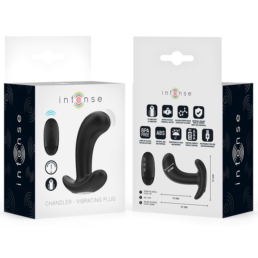 INTENSE - Chandler Analplug, 10 Vibrationsmodi, Schwarz, mit Fernbedienung
