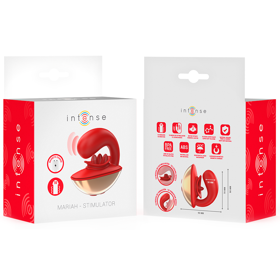 INTENSE - Mariah U-förmiger Vibrator und Stimulator, 10 Vibrationsmodi, Rot