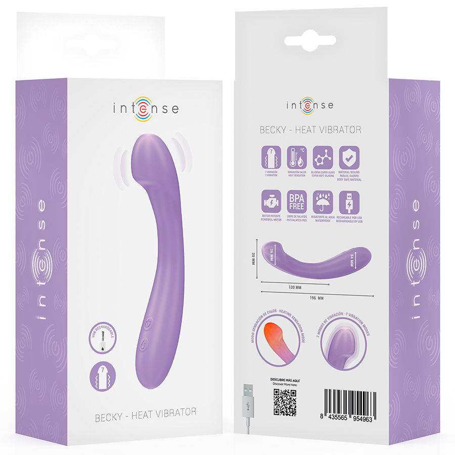 INTENSE - Becky beheizbarer Vibrator, 19 cm, 7 Vibrationsmodi, Lila