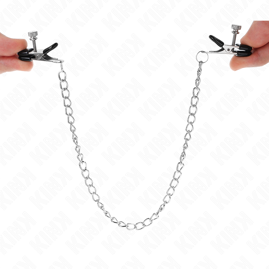 KINK – Nippelklemmen mit flacher Kette, Silber, 34 cm