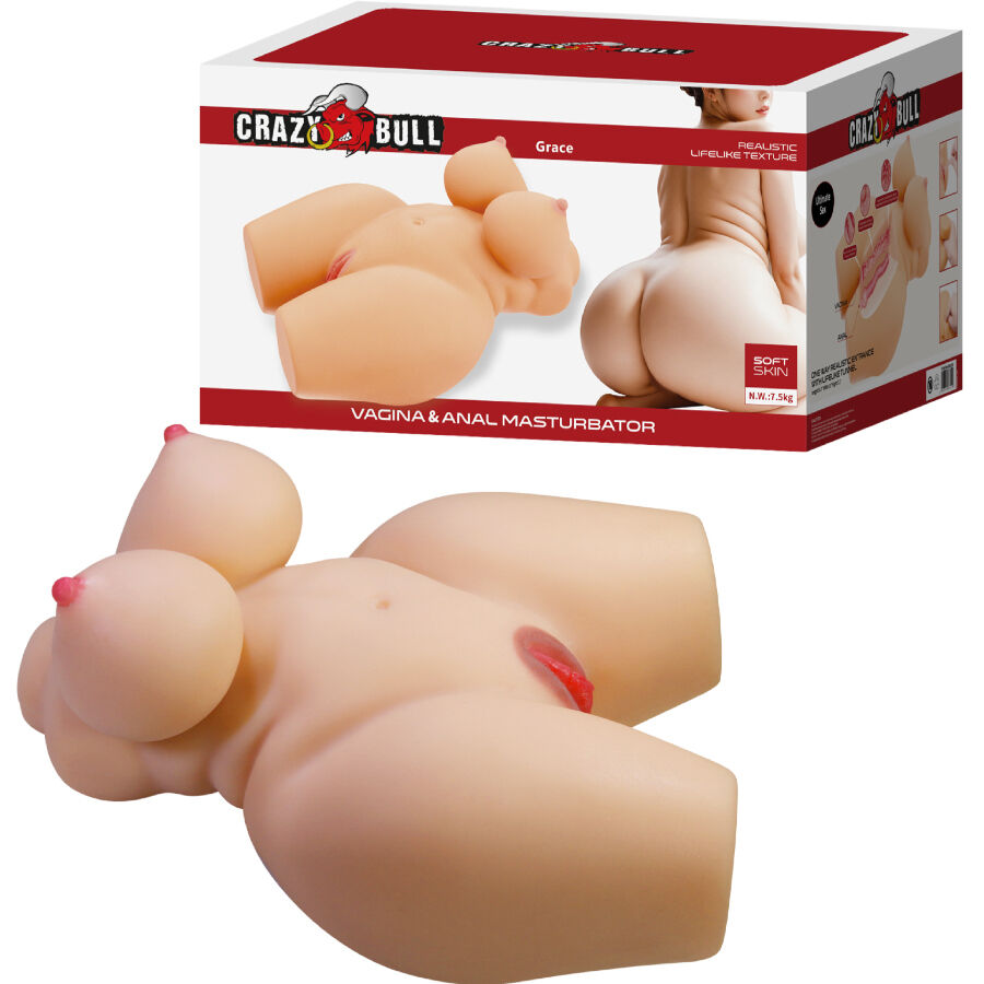 CRAZY BULL – Grace realistischer weiblicher Torso-Masturbator mit Vagina und Analöffnung, 7,5 kg