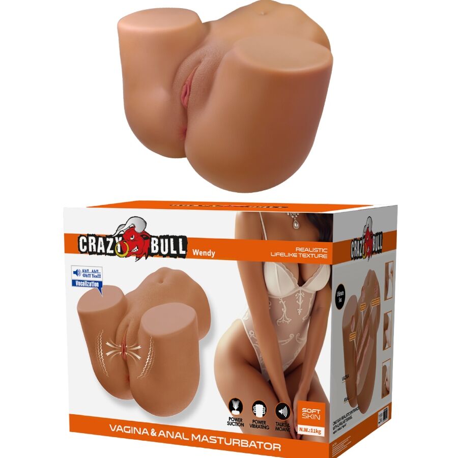 CRAZY BULL - Wendy realistischer weiblicher Po-Vibrator und Sauger mit Ton, 11 kg