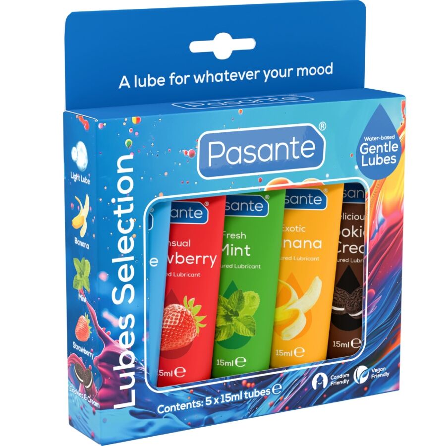 PASANTE - PACKUNG SORTIERTE SCHMIERMITTEL MIT GESCHMACK 5 EINHEITEN X 15 ML