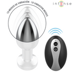 INTENSE - VIBRIERENDER ANALPLUG AUS METALL MIT LED-LEUCHTEN UND FERNBEDIENUNG - GRÖSSE S