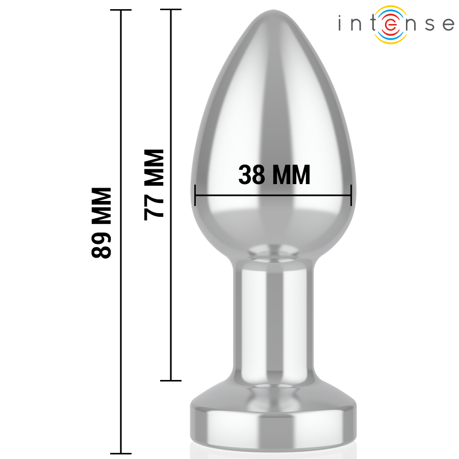 INTENSE - VIBRIERENDER ANALPLUG AUS METALL MIT LED-LEUCHTEN UND FERNBEDIENUNG - GRÖSSE M