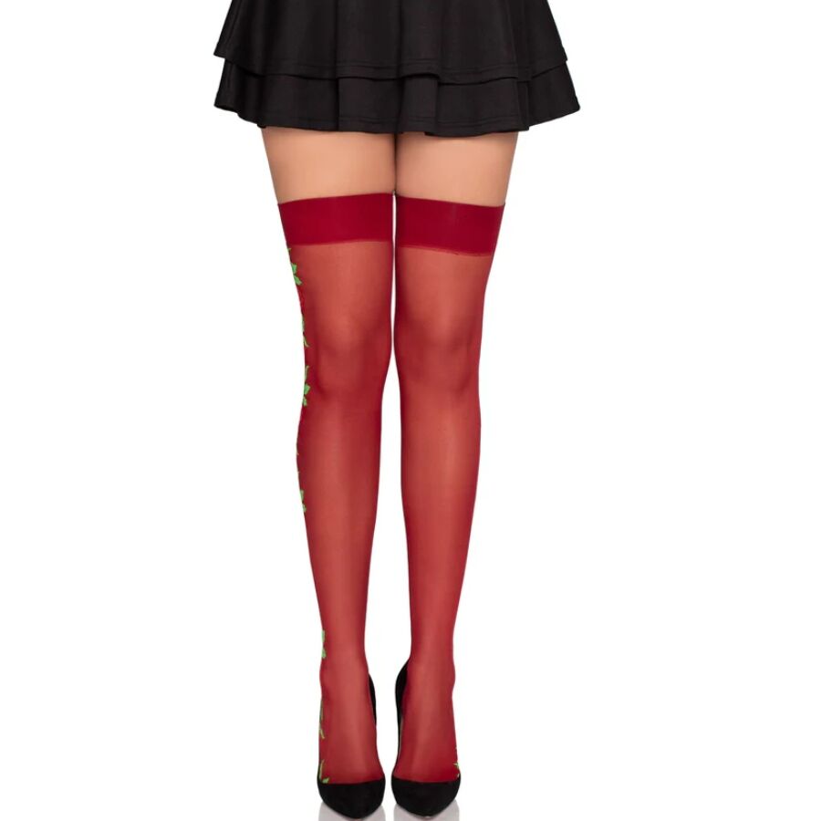 LEG AVENUE – 1957 Strumpfhosen Mit Roten Blumen - Einheitsgrösse