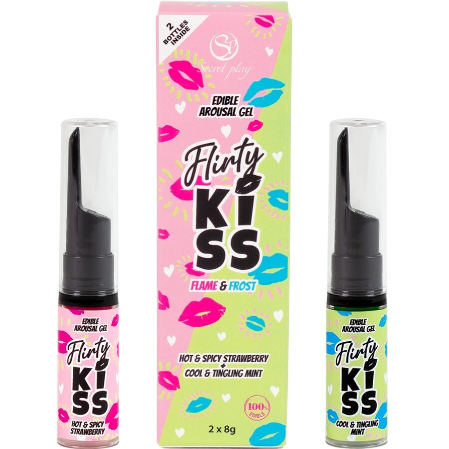 SECRETPLAY – FLIRTY KISS GELS MIT ORALEN SEX-EFFEKTEN ERDBEERE & MINZE 2 x 8 GR