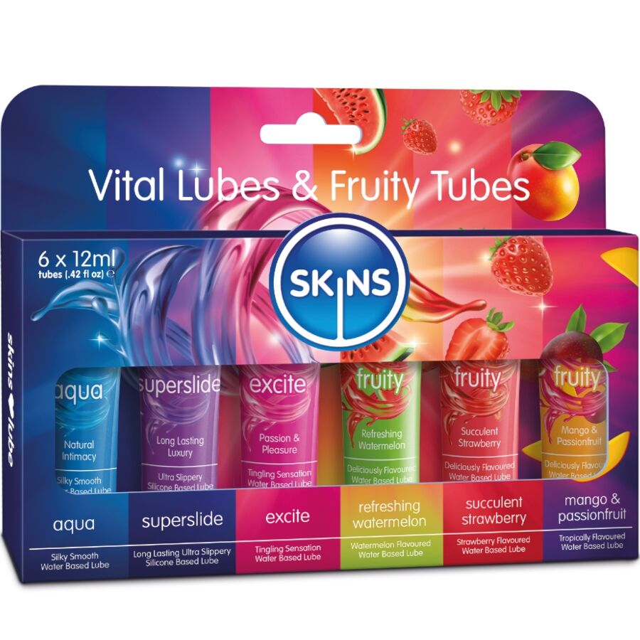SKINS – Vital & Fruity Glubes Kit Gleitmittel-Set, 6 x 12 ml