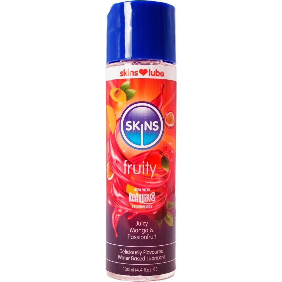 SKINS – Fruity Gleitmittel auf Wasserbasis mit Mango- und Passionsfruchtgeschmack, 130 ml