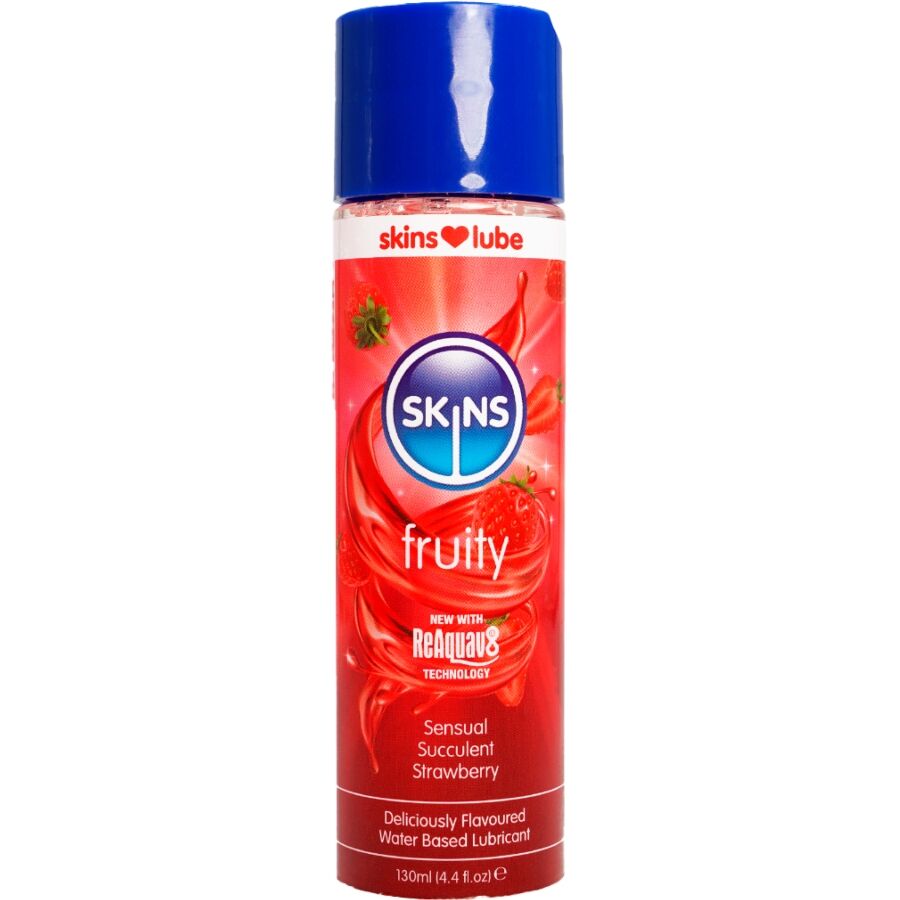 SKINS – Fruity Gleitmittel auf Wasserbasis mit Erdbeergeschmack, 130 ml