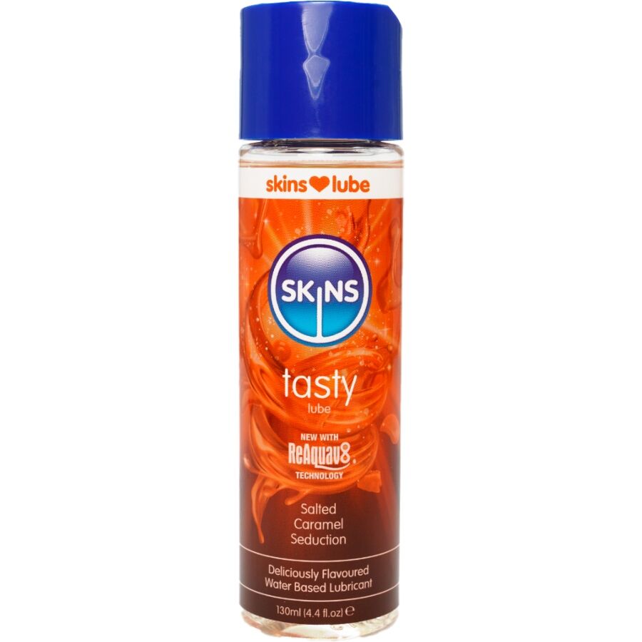 SKINS – Delicious Gleitmittel auf Wasserbasis mit gesalzenem Karamellgeschmack, 130 ml
