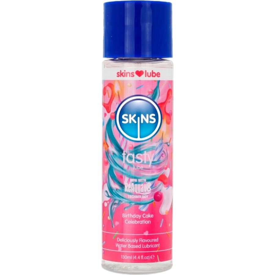 SKINS – Delicious Gleitmittel auf Wasserbasis mit Birthdaycake-Geschmack, 130 ml