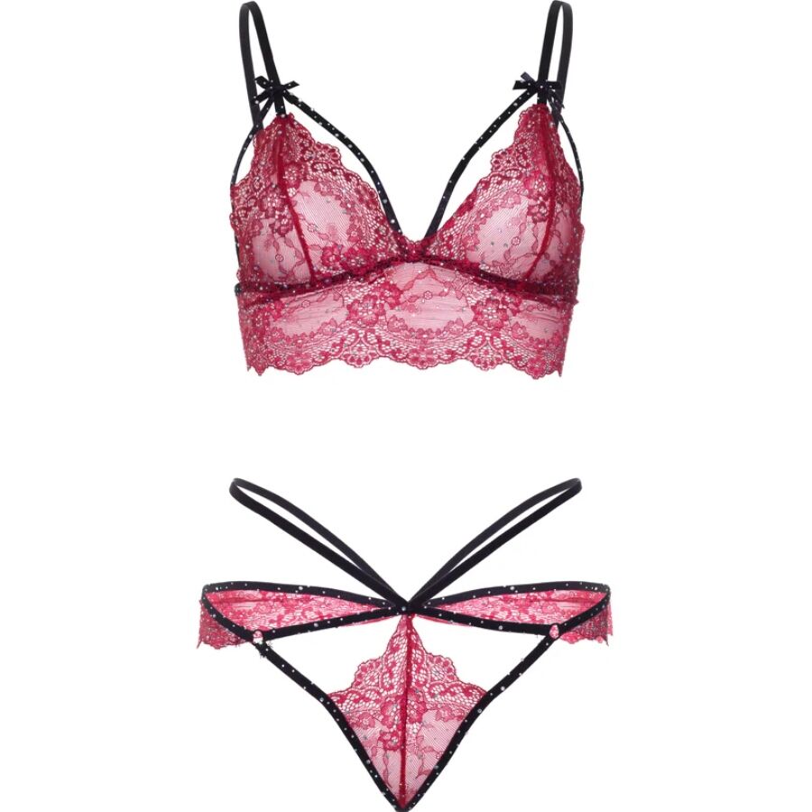 LEG AVENUE - 81623 BH + STRING-SET, BURGUNDERROT, GRÖSSE S