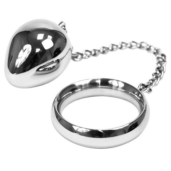Metal Hard – Cockring 40 mm + Kette mit Metallkugel