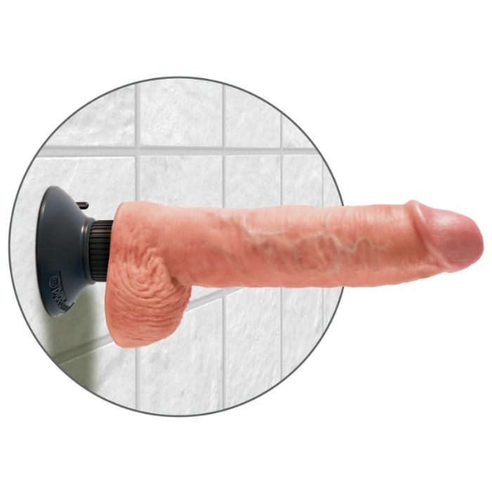 KING COCK - Vibrierender Dildo mit Hoden Natur, 25,5 cm