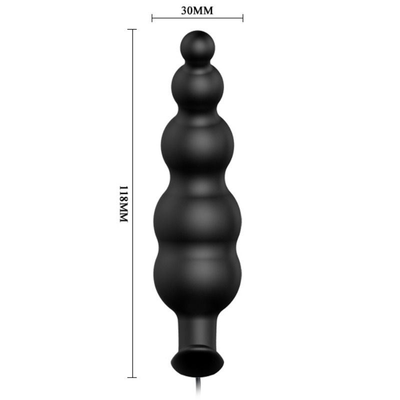 PRETTY LOVE - Silikon-Analplug mit extra Stimulation und 12 Vibrationsmodi Schwarz