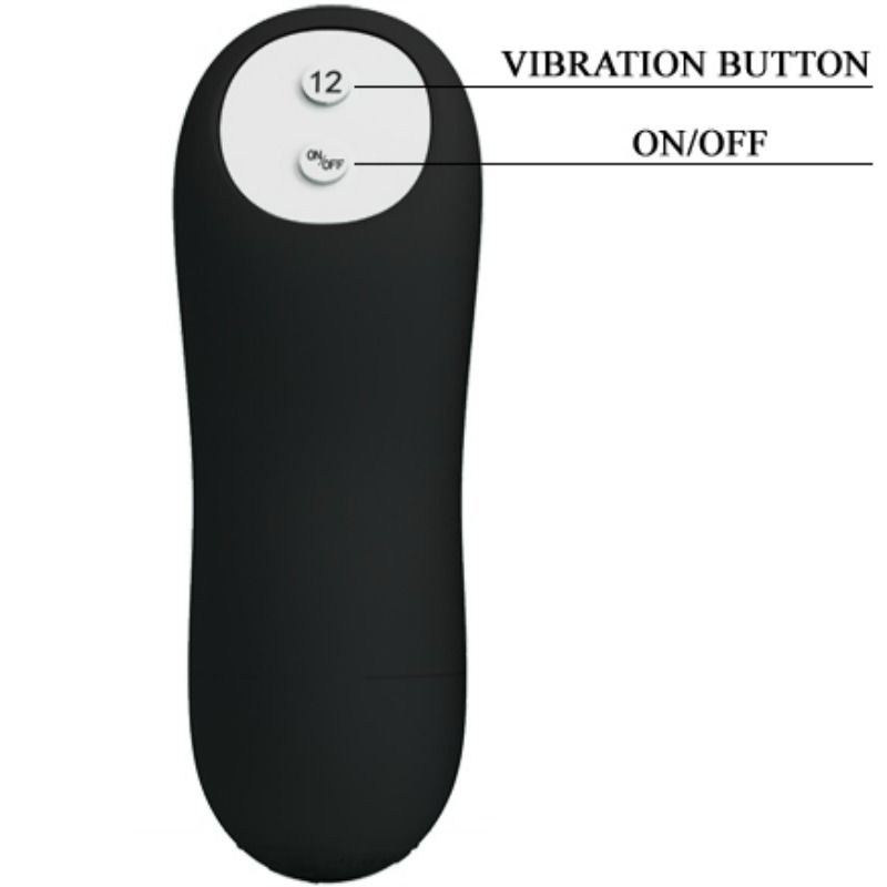 PRETTY LOVE - Silikon-Analplug mit extra Stimulation und 12 Vibrationsmodi Schwarz