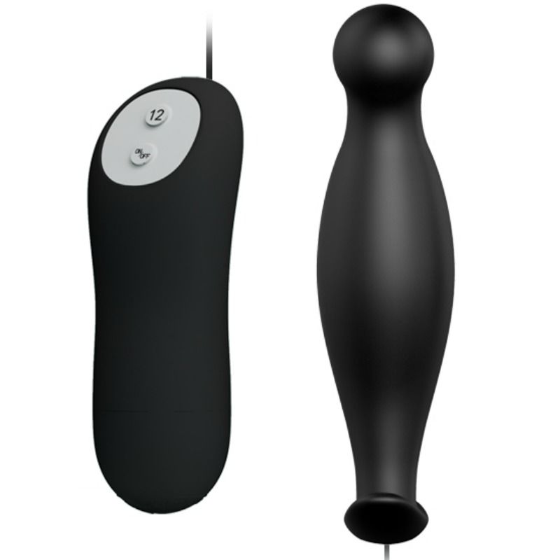 PRETTY LOVE - Vibrierender Silikon-Analplug Schwarz, 12 Modi