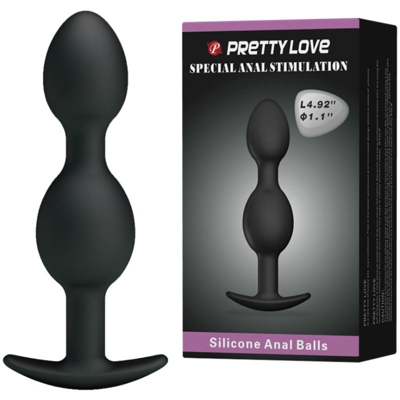 PRETTY LOVE - Silikon-Analkugeln Schwarz, 12,5 cm