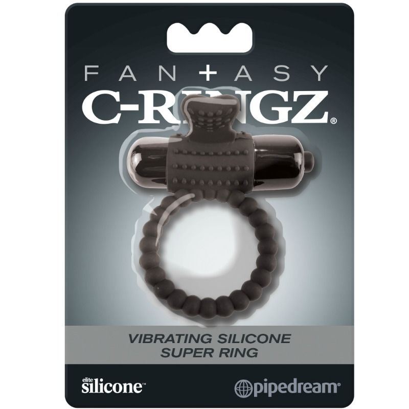 FANTASY C-RINGZ - Vibrierender Silikon-Penisring Schwarz